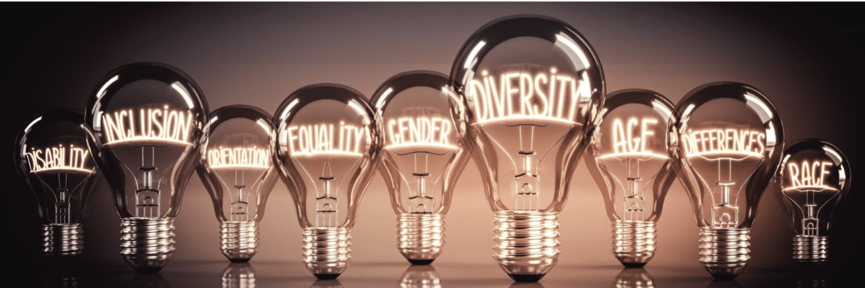 Lightbulbs with diversity and inclusion inside the lightbulb